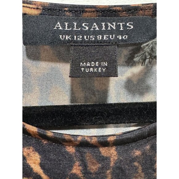 ALLSAINTS Women Animal Print Long Dress 8 - Picture 4 of 5